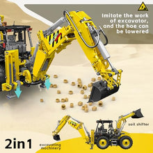 Load image into Gallery viewer, Mould King 17036 Excavator and Bulldozer 2 in 1, RC Bulldozer Building Set for Adults, APP Remote Control Truck Construction Vehicles Model with Motors, 2239 Pieces