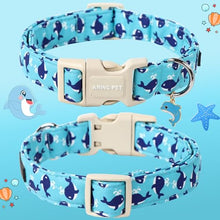 Load image into Gallery viewer, ARING PET Summer Dog Collar-Cute Blue Dog Collar for Small Dogs, Adjustable Cotton Whales Pet Collars Puppy Collar for Small Medium Large Dogs
