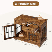 Load image into Gallery viewer, 44.5'' Dog Crate Furniture with Storage Dog Kennel w/2 Drawers, Heavy-Duty Wooden Dog House Indoor End Table Tv Stand with Charging Station Pet Cage for Small/Medium Dogs(Brown)