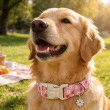 Load image into Gallery viewer, ARING PET Girl Dog Collar, Cute Spring Summer Pink Daisy Floral Pet Collars for Puppy Small Medium Large Female Girly Dogs-M, for Daily Outdoor Walking Training