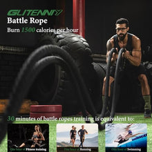 Load image into Gallery viewer, Black Battle Ropes - 1.5in x 30ft Heavy Workout Rope for Home Gym