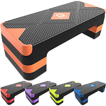 Load image into Gallery viewer, GYMMAGE Aerobic Exercise Step, Adjustable Aerobic Stepper for Exercise, Workout Step Platform for Step Up, 26.5" Step Deck with 4” 6” 8” Adjustable Height Risers, Women Home Gym Cardio Fitness