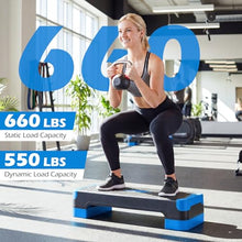 Load image into Gallery viewer, Goplus 3-in-1 Aerobic Step Platform, 600 LBS Adjustable Exercise Stepper with 4-Level Risers (Blue)