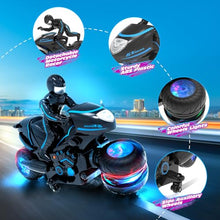 Load image into Gallery viewer, Tecnock RC Motorcycle, Remote Control Motorcycle with LED Lights, RC Car Dirt Bike Toy,