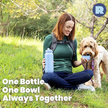 Load image into Gallery viewer, Dog Water Bottle for Dog Lovers - 32 oz Stainless Steel Double Wall Insulated Water Bottle with 8 oz Detachable Bowl on Bottom for Doggy Lovers for Hiking, Walks, Travel - Dusty Blue