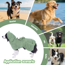 Load image into Gallery viewer, Super Absorbent Dog Bathrobe Pineapple Soft Fast Drying Dogs Towel Robe Adjustable Drying Coat for After Bath with Hood (Pineapple Green, Large)