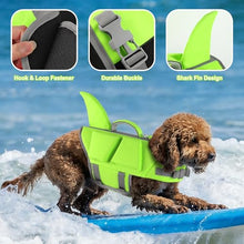 Load image into Gallery viewer, Dogcheer Dog Shark Life Jacket with Extra Foam, High Buoyancy Dog Life Vest with Rescue Handle for Swimming Boating, Reflective Adjustable Puppy Swim Vest for Small Medium Large Dogs, Green - XS
