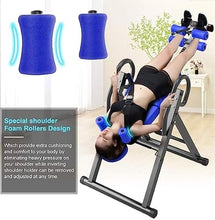 Load image into Gallery viewer, ChronosGear 330.7lbs Load Capacity Inversion Table, Adjustable Ab Trainer Machine with 4 Inverted Gear, Strength Training Inversion Equipment for All Ages from 4.27-6.07ft in Height (Black+Blue)