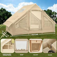 Load image into Gallery viewer, Inflatable Tents for Camping, 4-6 Person Easy Blow Up Tent with Hand Pump,4 Seasons Waterproof Air Inflatable Camping Tent,Hot Tent with Skylight and Stove Jack for Family Camping,Beige