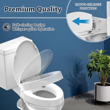 Load image into Gallery viewer, Huttdmel Raised Elongated Toilet Seat 18.5'' for Seniors – Soft Close, Quick Release & Connect, Sturdy PP Material, Won’t Loosen, Ideal for Elderly & Limited Mobility, White