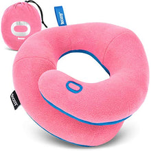Load image into Gallery viewer, BCOZZY Kids Travel Neck Pillow (3-7 Y/O)- Patented Soft Toddler Pillow for Head & Chin Support in Car Seat, Airplane, and Road Trip Sleeping. Adjustable Size. Fully Washable. Carry Bag. Small, Pink