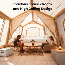 Load image into Gallery viewer, 10-12 Inflatable Tents for Camping, Blow Up Tent with Hand Pump, Easy Setup Air Glamping Tents for Camping 4 Season Hot Tent with Stove Jack, Waterproof 2 Room Large Camping Tent Adult