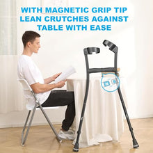 Load image into Gallery viewer, HEALTHBAZAAR Ergonomic Forearm Crutches, Foldable and Height Adjustable Elbow Crutches with Magnetic Handles for Wall Support