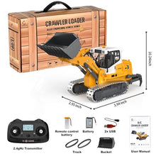 Load image into Gallery viewer, KidsFaves Pro-Grade Remote Control Bulldozer for Adult Metal Micro-Scale RC Construction Model with Leadscrew Loader System, Dual Battery Includes Portable Carry Case