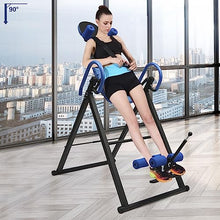 Load image into Gallery viewer, ChronosGear 330.7lbs Load Capacity Inversion Table, Adjustable Ab Trainer Machine with 4 Inverted Gear, Strength Training Inversion Equipment for All Ages from 4.27-6.07ft in Height (Black+Blue)