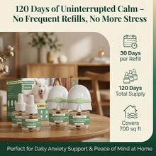 Load image into Gallery viewer, Dog Calming Pheromone Diffuser Kit, Pet Diffuser for Stress Support, Reduces Stress and Promotes Relaxed Behavior, 2 Plug-in & 4 Packs Refill, 120 Day Supply (Non-Toxic, Safe & Inedible), with Light
