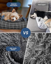 Load image into Gallery viewer, blunique Calming Large Dog Couch Bed, Waterproof Memory Foam with Durable Fluffy Fuzzy Mats, Washable Removable Cover Protector for Sofa, Bedside, Gift, 41 x 37 Inches, Dark Grey
