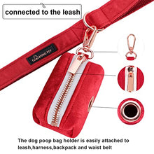 Load image into Gallery viewer, ARING PET Dog Waste Bag Dispenser, Soft Doggy Poop Bags Holders Attach to Any Leashes, Velvet Portable Washable Red Pet Waste Pouch Dispenser with Metal Zipper