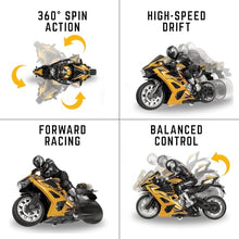 Load image into Gallery viewer, Remote Control Stunt Motorcycle with Riding Figure, 1:10 Scale High Speed Cross Country 360 Degree