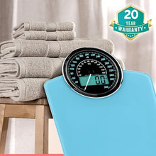 Load image into Gallery viewer, Adamson Hybrid 2-in-1 Analog & Digital Weighing Scale for Body Weight up to 400lbs - Thick Tempered Glass - Extra Large Display - Easy to Read Digital Bathroom Scale - New - Light Blue