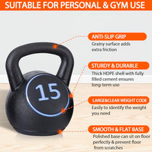 Load image into Gallery viewer, F2C Kettlebell Sets 4 Piece Strength Training KettleBells Weight Set 5lb, 10lb, 15lb, 20lb HDPE Coated Concrete Kettle bell Core Training