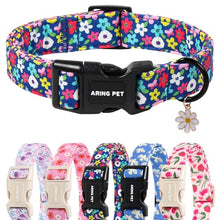 Load image into Gallery viewer, ARING PET Girl Dog Collar, Cute Spring Summer Blue Daisy Floral Pet Collars for Puppy Small Medium Large Female Girly Dogs-M, for Daily Outdoor Walking Training