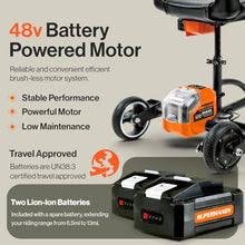 Load image into Gallery viewer, SuperHandy Passport Mobility Scooter for Adults- Foldable, 3 Wheel, Airline Travel Friendly - 13 Mile Range, Includes 2 Removable 44.4V Lithium-ion Batteries & Charger (275 Lbs)