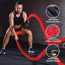 Load image into Gallery viewer, Brobantle Battle Rope 1.5 Inch Diameter,Red 30FT Exercise Workout Ropes for Home Gym Heavy Weighted Training Rope for Working Out