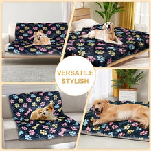 Load image into Gallery viewer, Gowyeg Dog Blankets for Large Dogs, 50"x40" Blanket Washable, Fuzzy Soft Pet Mat Throw Cover for Kennel Crate Bed, Cute Paw Pattern, Cat Blanket, Gifts Medium Small Pet Essentials, Navy Blue