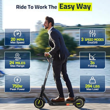 Load image into Gallery viewer, Roadvo 10 Inches Electric Scooter, 750W Peak Powerful Motor & 20 MPH Top Speed, 20-25Miles Long Range, Folding E Scooter with Dual Braking for Adults (Grey)