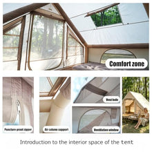 Load image into Gallery viewer, FORESTEP Inflatable Camping Tent with Stove Jack, 3-Min Setup 4 Person Blow Up Glamping Tent, 9.8' x 6.9' 6.6ft Standing Height, One-Piece Windproof Bug-Proof 3 Season Family Tent