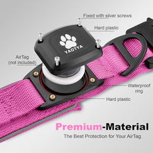 Load image into Gallery viewer, 2026 Upgrade Dog Collar with IPX8 Waterproof AirTag Holder,Military Tactical Comfortable Control Handle and Ultra-Durable Metal Buckle/Night Reflective,GPS Collar for Medium to Large Dogs(Pink/M)