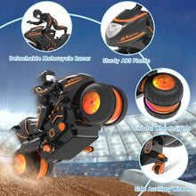 Load image into Gallery viewer, Remote Control Motorcycle for Kids 5-12, 2026 New Edition RC Stunt Bike with Sideways Glide, RGB Color-Changing Wheels