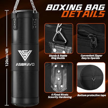 Load image into Gallery viewer, ASBRAVO Punching Bag for Adults, 4ft Heavy Boxing Bag Set with 12 OZ Gloves for MMA Karate Kickboxing Boxing Home Gym Training - Unfilled