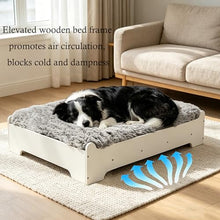 Load image into Gallery viewer, HEAVE SPROUT Elevated Dog Bed 37⅜" × 28⅜"×7⅝”, Raised Wooden Dog Bed Frame and Mattress for Large Pets up to 80lbs