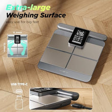 Load image into Gallery viewer, RunStar Scale for Body Weight and Fat Percentage, 8-Electrodes Precision Digital Smart Scale for BMI 28 Body Composition Measurement, Silver Bathroom Smart Scales with Large Display