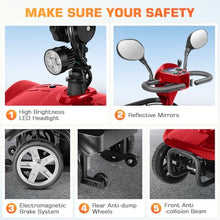 Load image into Gallery viewer, Wooken 4-Wheel Mobility Scooter for Seniors, Adults, Elderly, Foldable Mobility Scooter, Powered Mobility Scooter Wheelchair Device, All Terrain Compact Heavy Duty Mobility for Travel