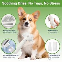 Load image into Gallery viewer, Professional Pet Grooming Dryer Brush – 3-in-1 Dog Blow Dryer with Slicker Brush, Adjustable Temp, Overheat Safe, Salon Quality
