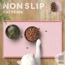 Load image into Gallery viewer, PetHappily Dog Food Mat - Raised Edges Dogs Mat for Food and Water Prevent Spill, Waterproof Cat Food Mats Protect Floors, Easy Clean Dog Bowl Mats for Food and Water, Silicone Pet Food Tray
