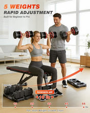 Load image into Gallery viewer, Rendpas Adjustable Dumbbells Set of 2, Select Weight Dumbbell Set, 5 in 1 Free Dumbbell Set with Anti-Slip Texture Handle, Weight Set For Home Gym Suit both Men and Women