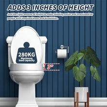 Load image into Gallery viewer, Elevated toilet seat, Heavy Duty, Never Loosen, Raised toilet seat elongated bowl, White(18.5”)