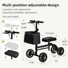 Load image into Gallery viewer, VitaSophy Knee Scooter with Disc Brake, Steerable Knee Walker for Adults,Foldable Rover Scooter for Broken Foot Injured Leg Crutch, Black