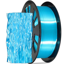Load image into Gallery viewer, DO3D Silk Peacock Blue PLA Satin Shiny 3D Printer Filament, 1.75mm Diameter 1kg Spool 2.2lbs for FDM 3D Printers