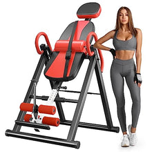 Load image into Gallery viewer, YOLEO Gravity Heavy Duty Inversion Table with Headrest & Adjustable Protective Belt Back Stretcher Machine for Pain Relief Therapy (Red02)