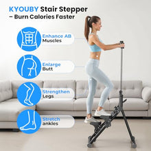 Load image into Gallery viewer, Stair Stepper for Home,Vertical Climber Step Machine with Stable Triangular Frame, 3-Level Resistance & Pedal Adjustment,LCD Monitor, Device Holder, Detachable Handrail, 300 LBS Black