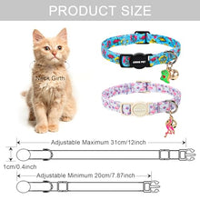 Load image into Gallery viewer, ARING PET 2 Pack Cat Collars with Bell, Cute Summer Soft Cotton Kitten Kitty Breakaway Cat Collars for Boy Girl Cats-Dinosaur & Flamingo