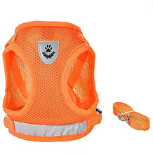 Load image into Gallery viewer, FEimaX Dog Harness and Leash Set for Walking, Soft Mesh Adjustable Easy Control Lightweight Cat Vest Harnesses with Reflective Strips, Escape Proof Small Dogs Cats Vests (Orange, Large)
