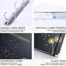 Load image into Gallery viewer, XKDOUS Important Document Organizer Emergency Binder Life Organizer Folio Folders with 9 Pockets Expanding File Storage Holder for Papers, Letters, Cards, Bills, Passports, Photos