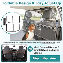 Load image into Gallery viewer, Dog Car Barrier Escape-Proof, 50" Wide Car Divider for 2nd 3rd Row Seats & Cargo Area, Durable Back Seat Car Gate Trunk Barrier with See Through Net Mesh for Small Trucks & SUV & Mid-Sized Vehicle