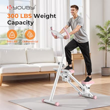 Load image into Gallery viewer, Stair Stepper for Home,Vertical Climber Step Machine with Stable Triangular Frame, 3-level Handrail Height & Resistance & Pedal Adjustment,LCD Monitor, Device Holder, Smooth Motion, 300 LBS White Pink